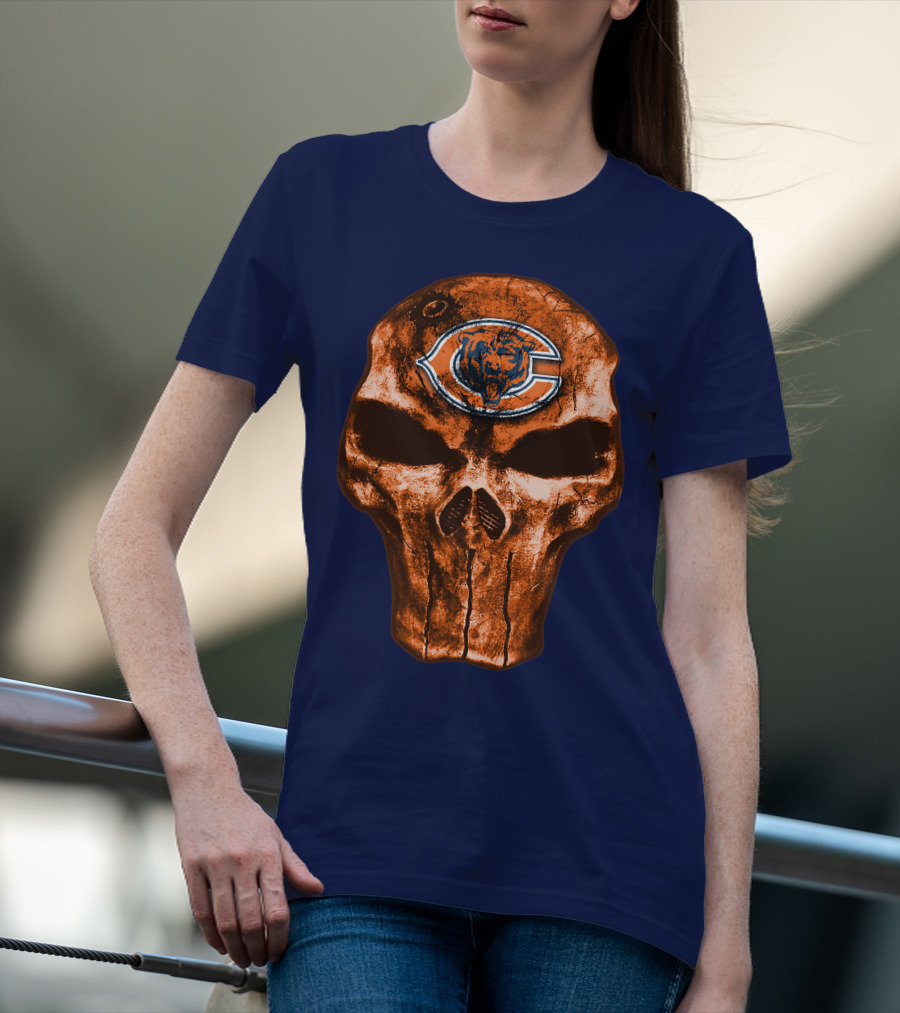Skull Chicago Bears Logo Skull T-Shirt