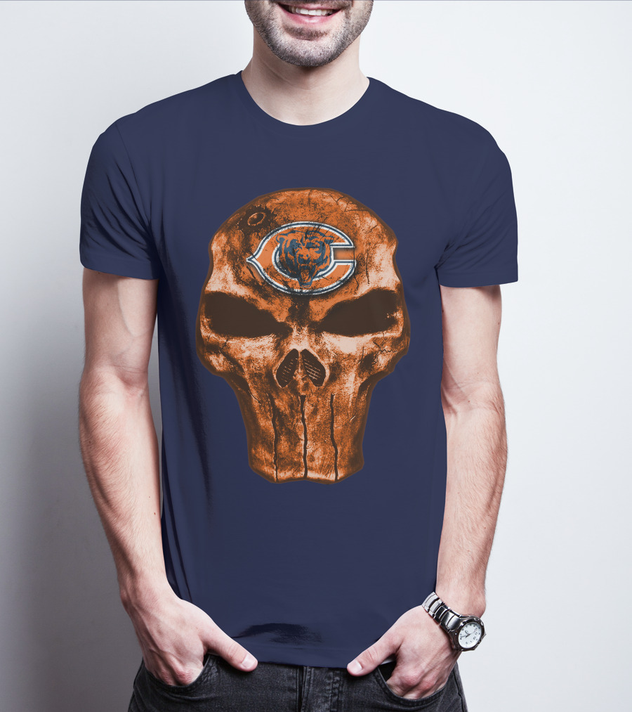 Skull Chicago Bears Logo Skull T-Shirt