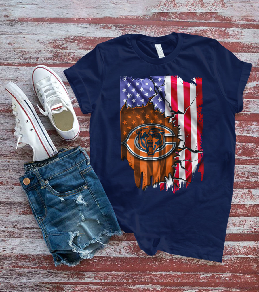 American Flag Chicago Bears Logo Stars Stripes T-Shirt