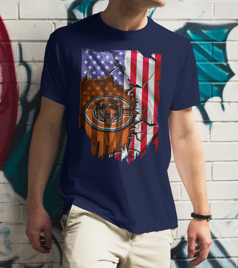 American Flag Chicago Bears Logo Stars Stripes T-Shirt