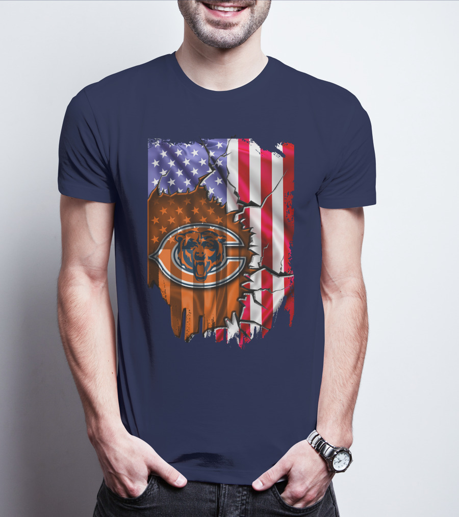 American Flag Chicago Bears Logo Stars Stripes T-Shirt