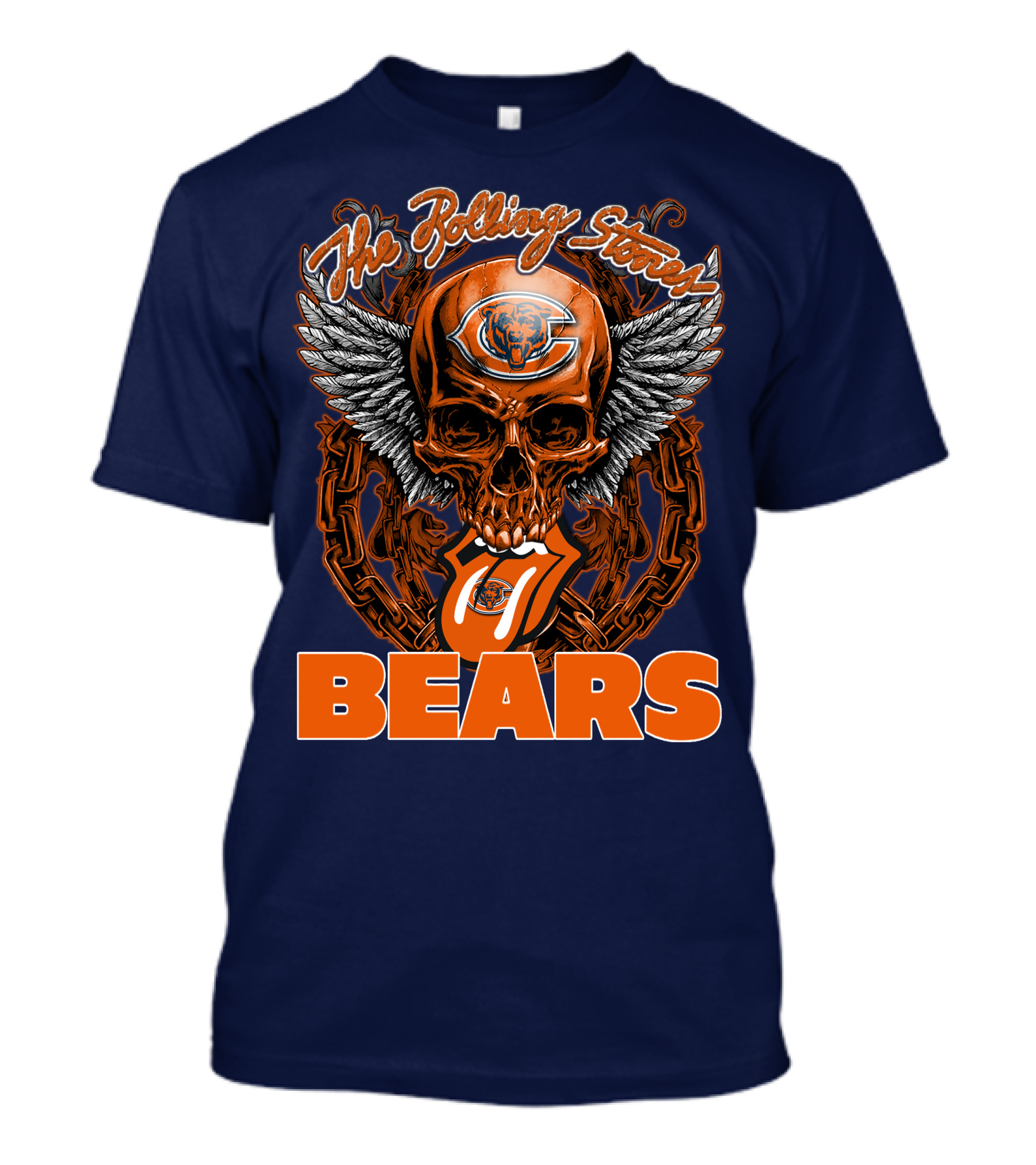 The Rolling Stones Chicago Bears Skull With Wings And Tongue T-Shirt