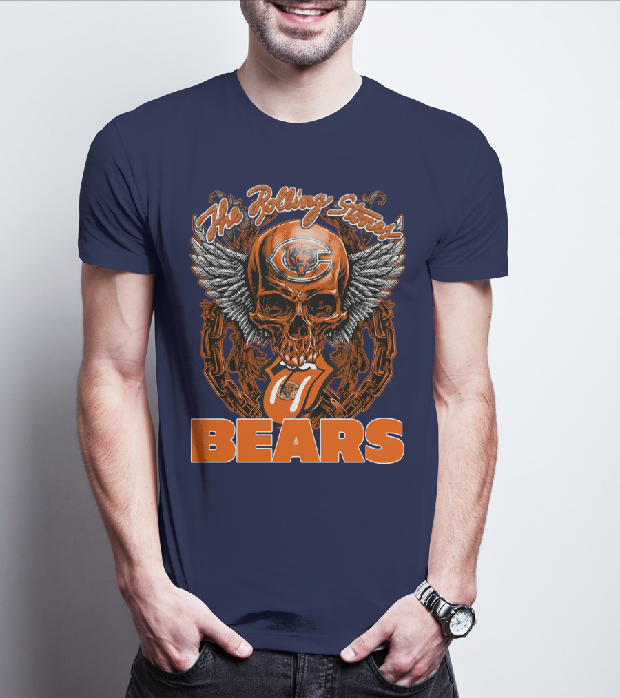 The Rolling Stones Chicago Bears Skull With Wings And Tongue T-Shirt