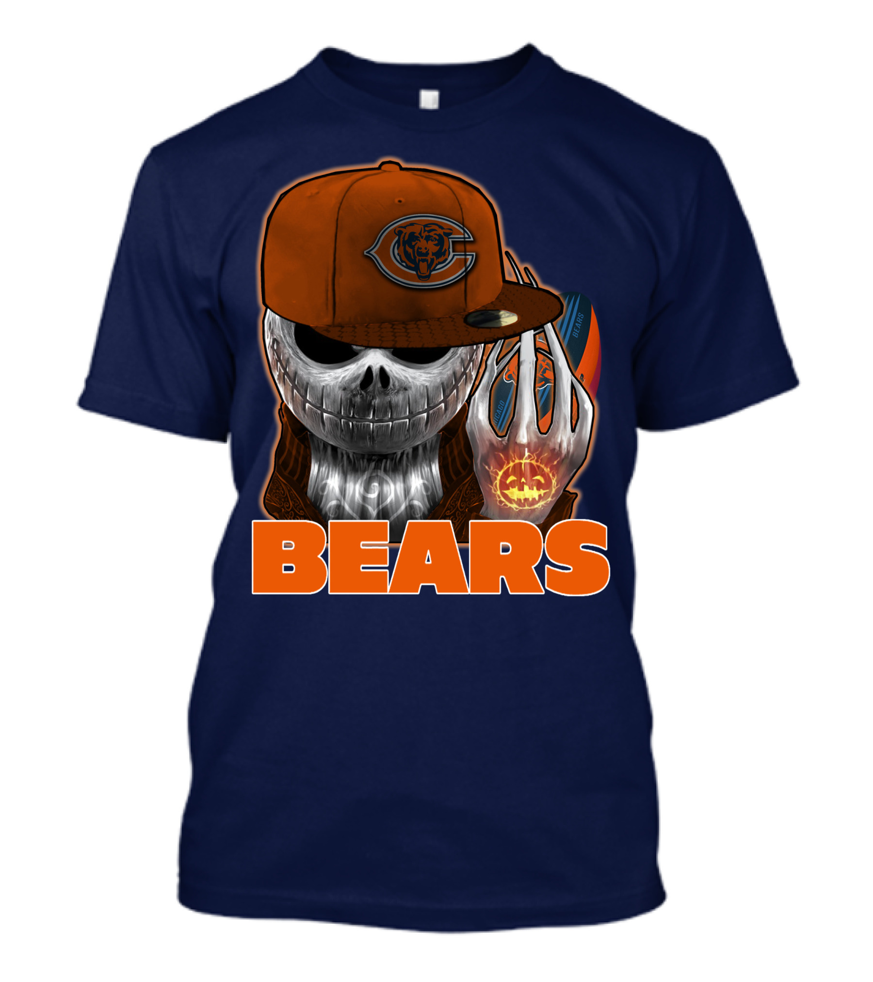 Jackskull BEARS CHICAGO Halloween Football Skeleton T-Shirt