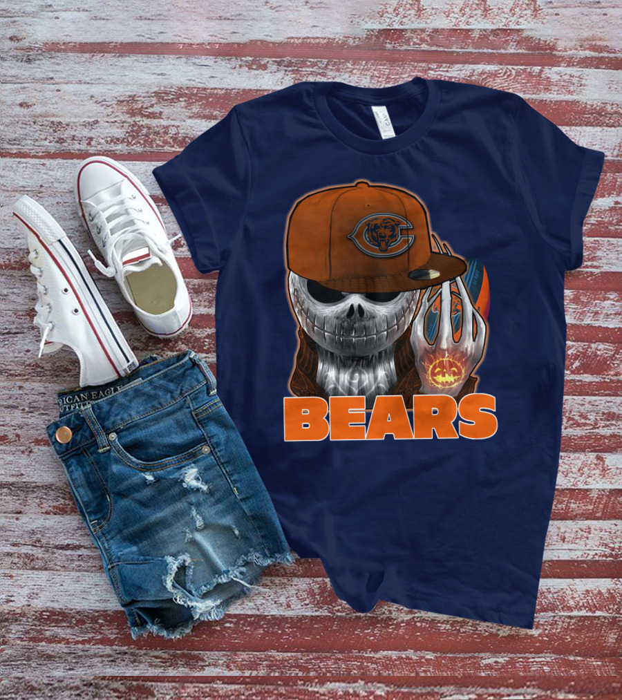 Jackskull BEARS CHICAGO Halloween Football Skeleton T-Shirt