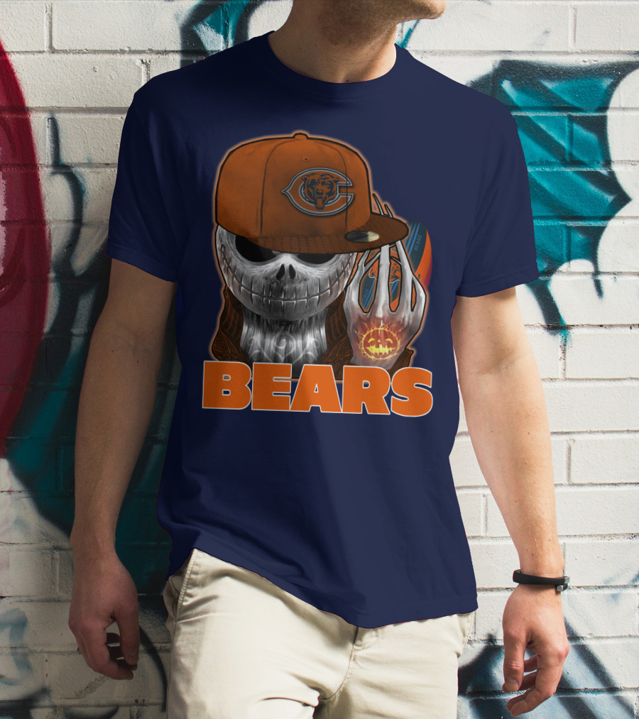 Jackskull BEARS CHICAGO Halloween Football Skeleton T-Shirt