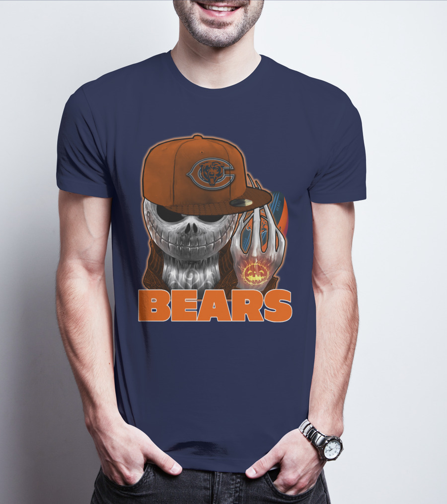 Jackskull BEARS CHICAGO Halloween Football Skeleton T-Shirt