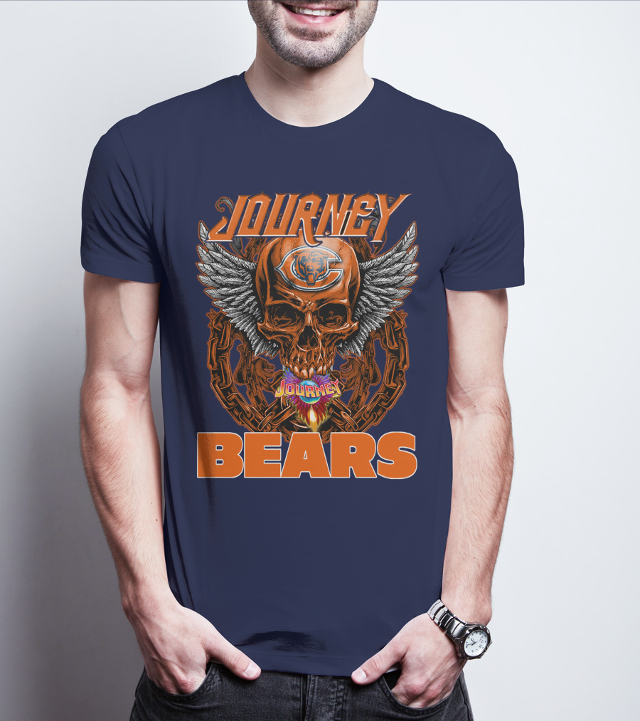 CHICAGO BEARS JOURNEY Skull Wings Chains T-Shirt