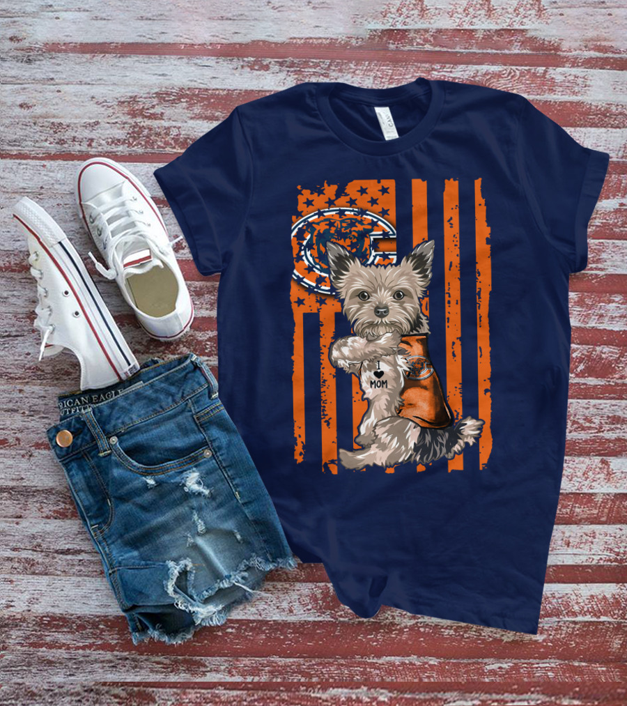 Yorkshire Terrier I Love Mom CHICAGO BEARS T-Shirt