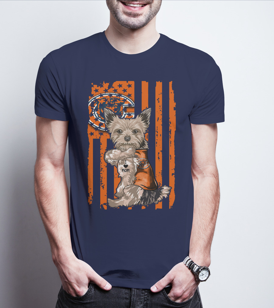 Yorkshire Terrier I Love Mom CHICAGO BEARS T-Shirt