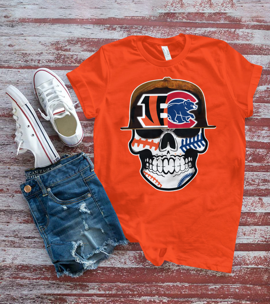 Cincinnati Bengals 53 Bears Skull Baseball Patterns T-Shirt