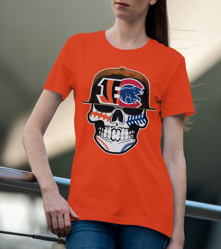 Cincinnati Bengals 53 Bears Skull Baseball Patterns T-Shirt