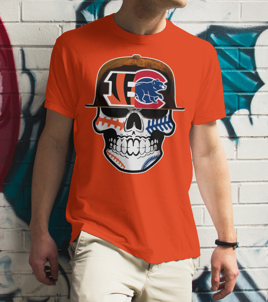 Cincinnati Bengals 53 Bears Skull Baseball Patterns T-Shirt