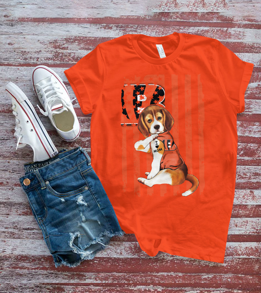 Beagle I Love Mom Cincinnati Bengals B T-Shirt
