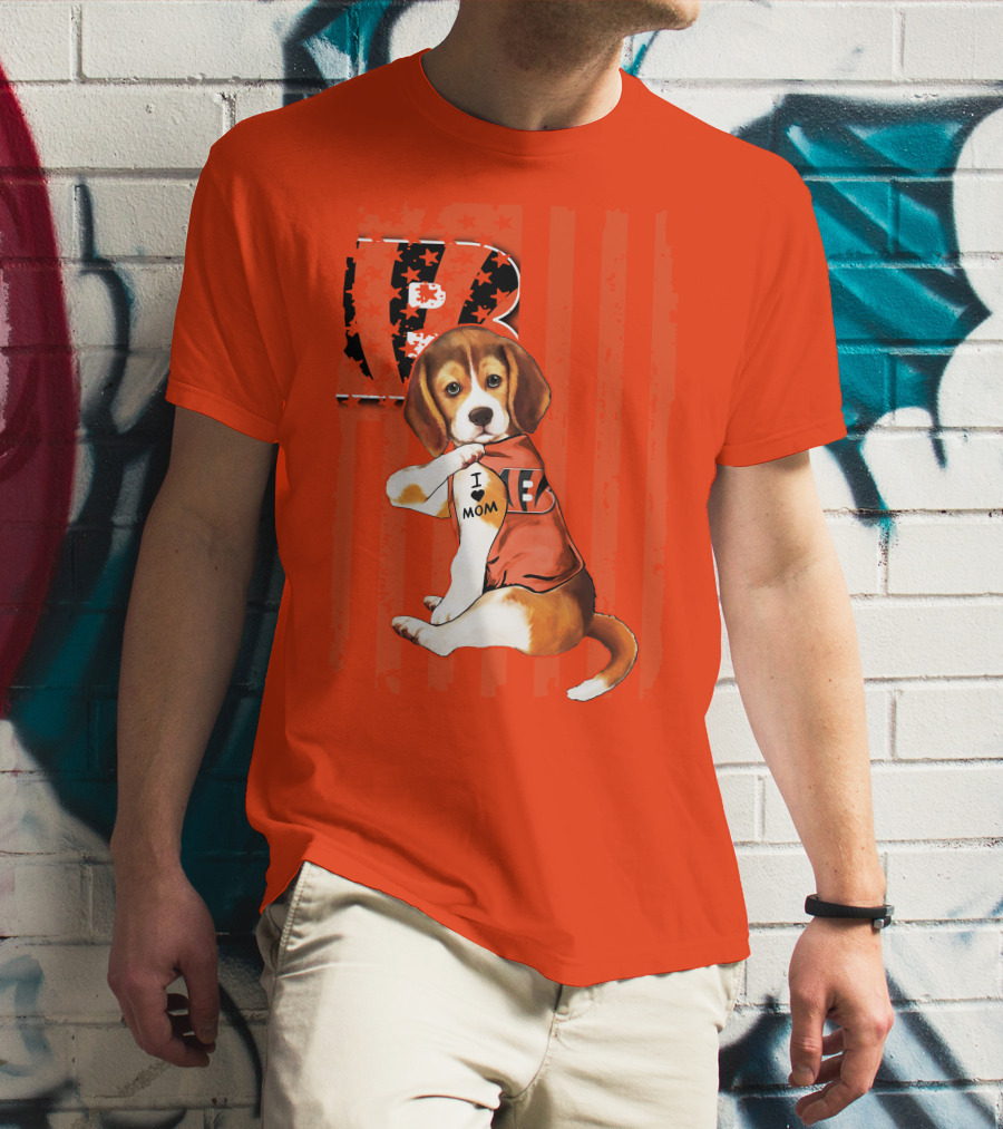 Beagle I Love Mom Cincinnati Bengals B T-Shirt