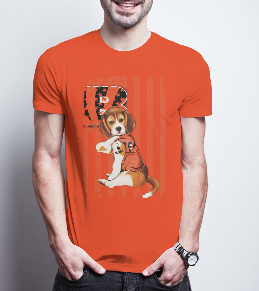 Beagle I Love Mom Cincinnati Bengals B T-Shirt