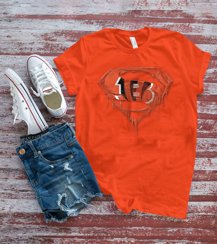 Cincinnati Bengals 57 Superhero Logo Melt Effect T-Shirt