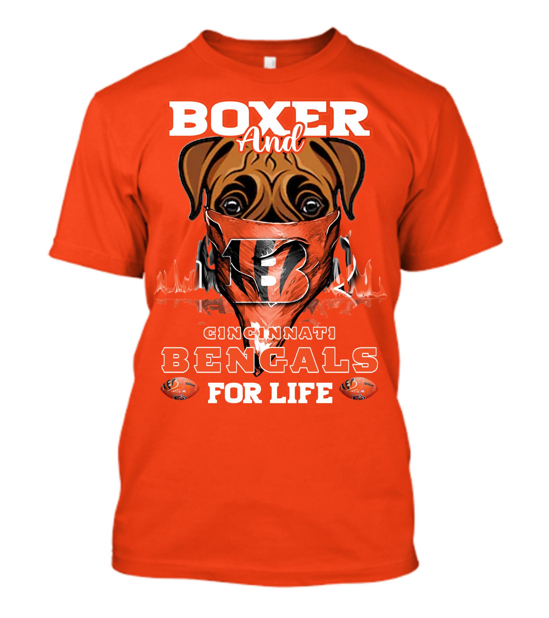 Boxer And Cincinnati Bengals For Life T-Shirt