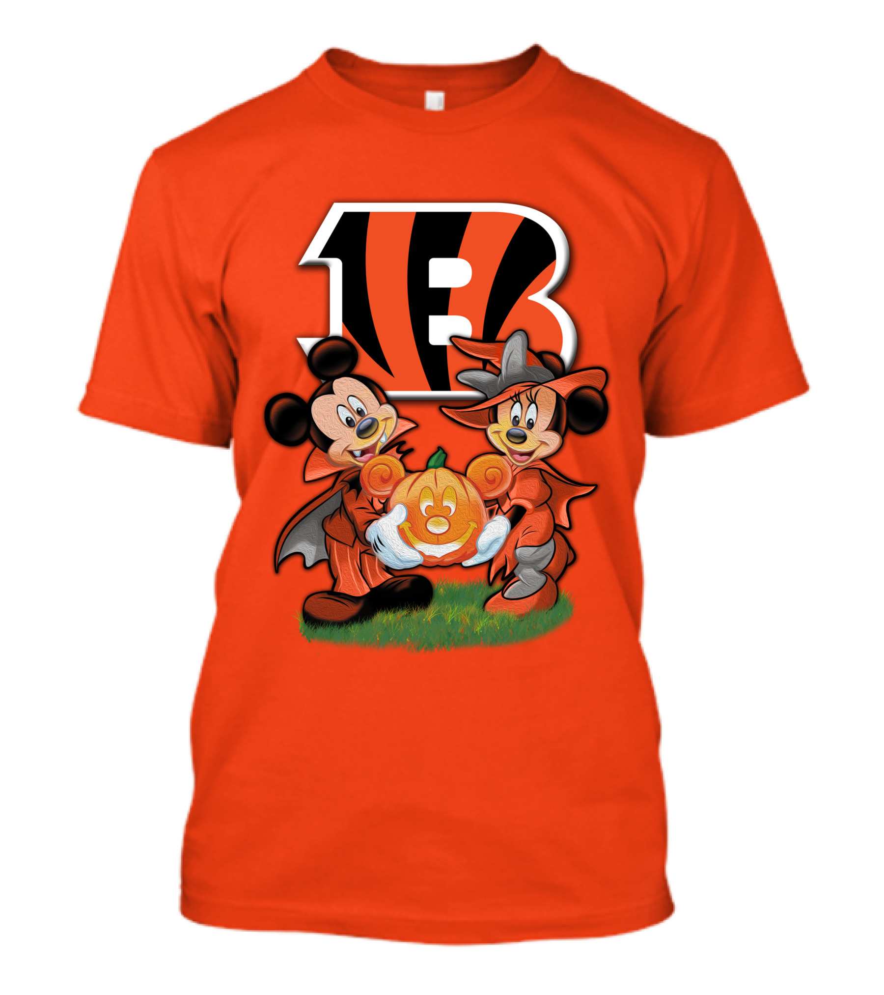 Cincinnati Bengals Halloween Mickey Minnie Pumpkin T-Shirt