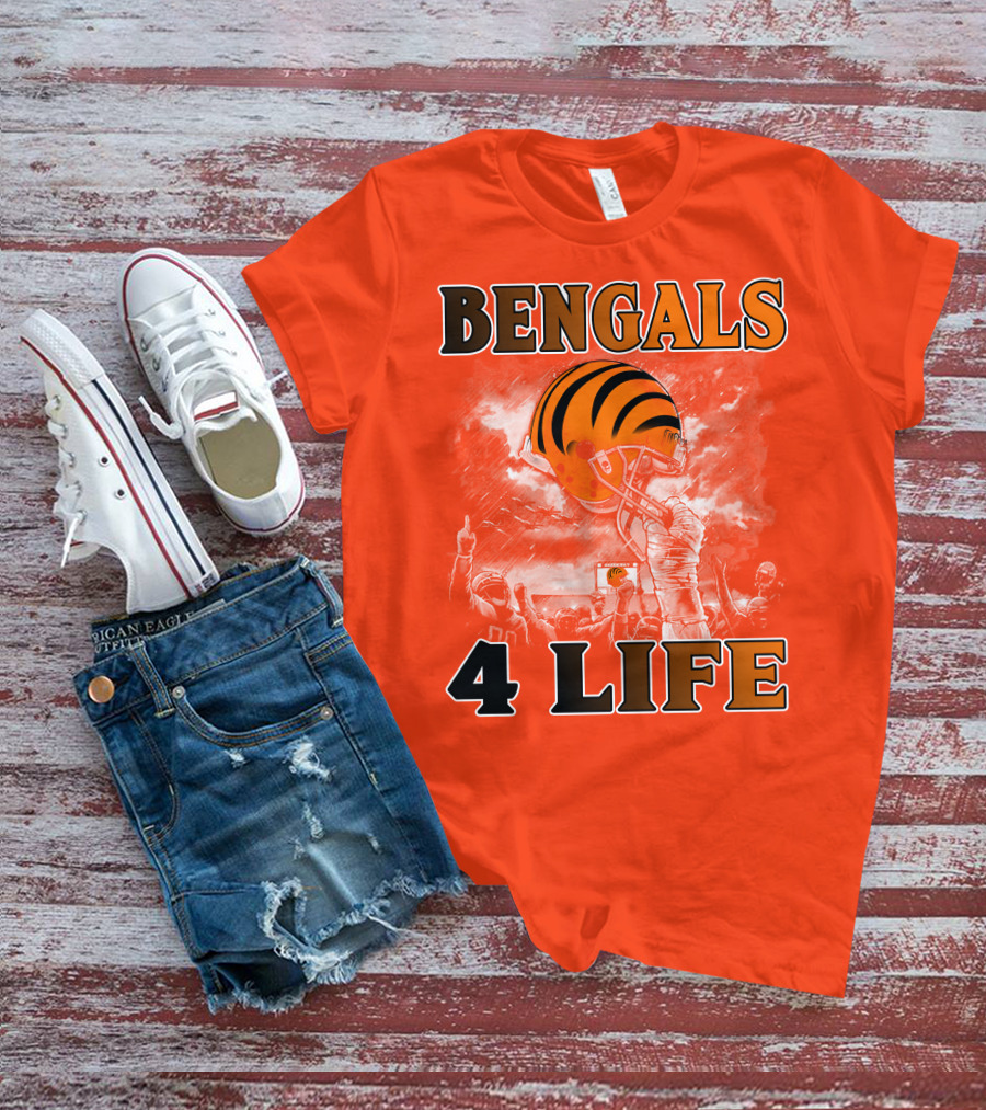 Bengals 4 Life Cincinnati Football Team Helmet Celebration T-Shirt
