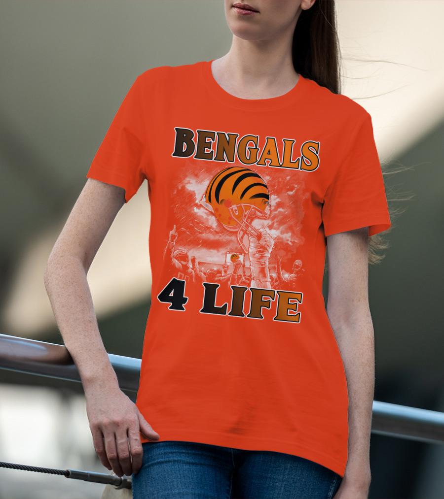 Bengals 4 Life Cincinnati Football Team Helmet Celebration T-Shirt
