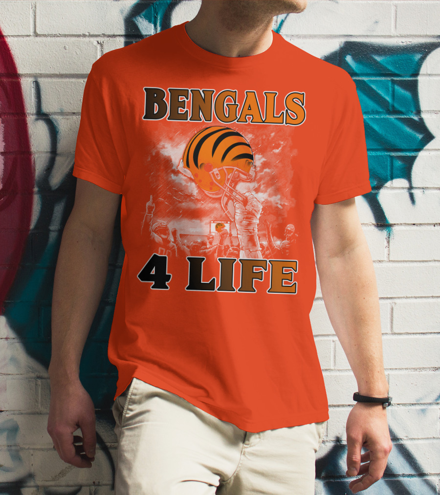 Bengals 4 Life Cincinnati Football Team Helmet Celebration T-Shirt