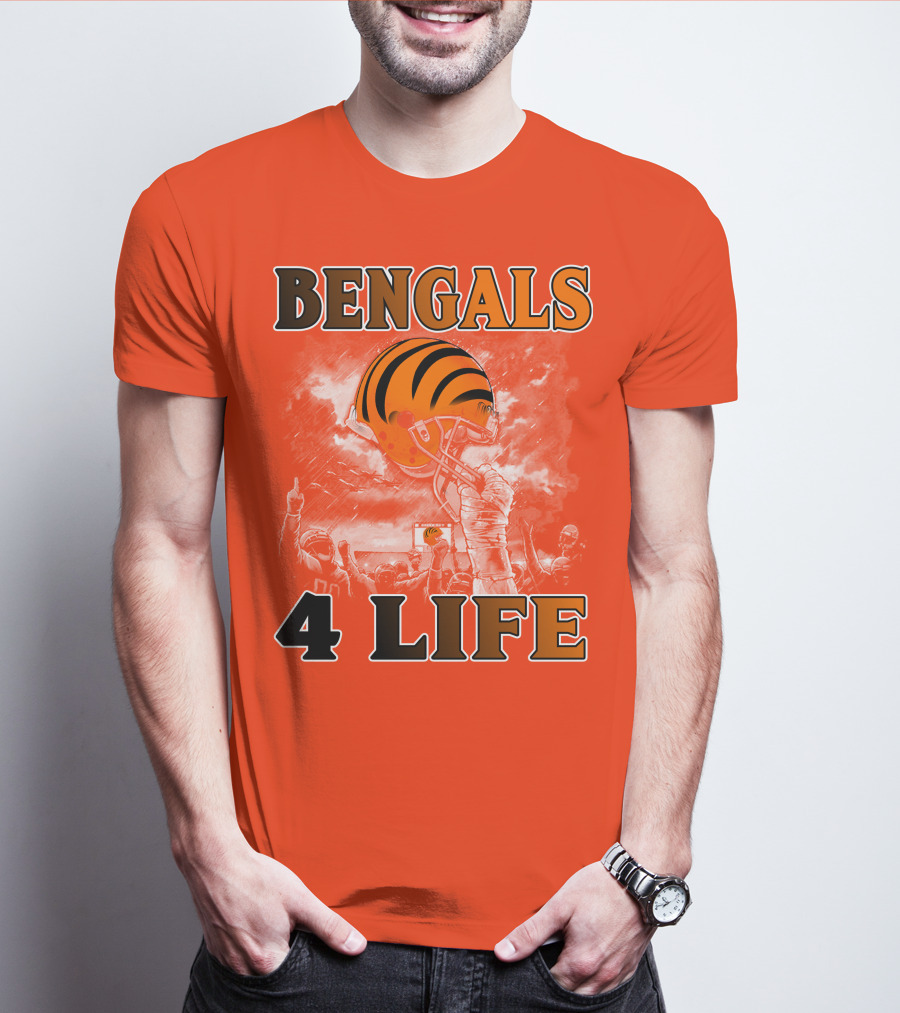Bengals 4 Life Cincinnati Football Team Helmet Celebration T-Shirt