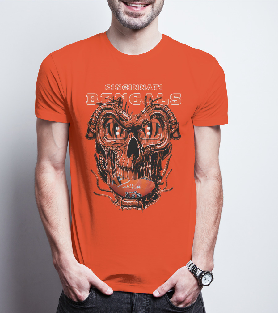 CINCINNATI BENGALS Dragonskull Football T-Shirt