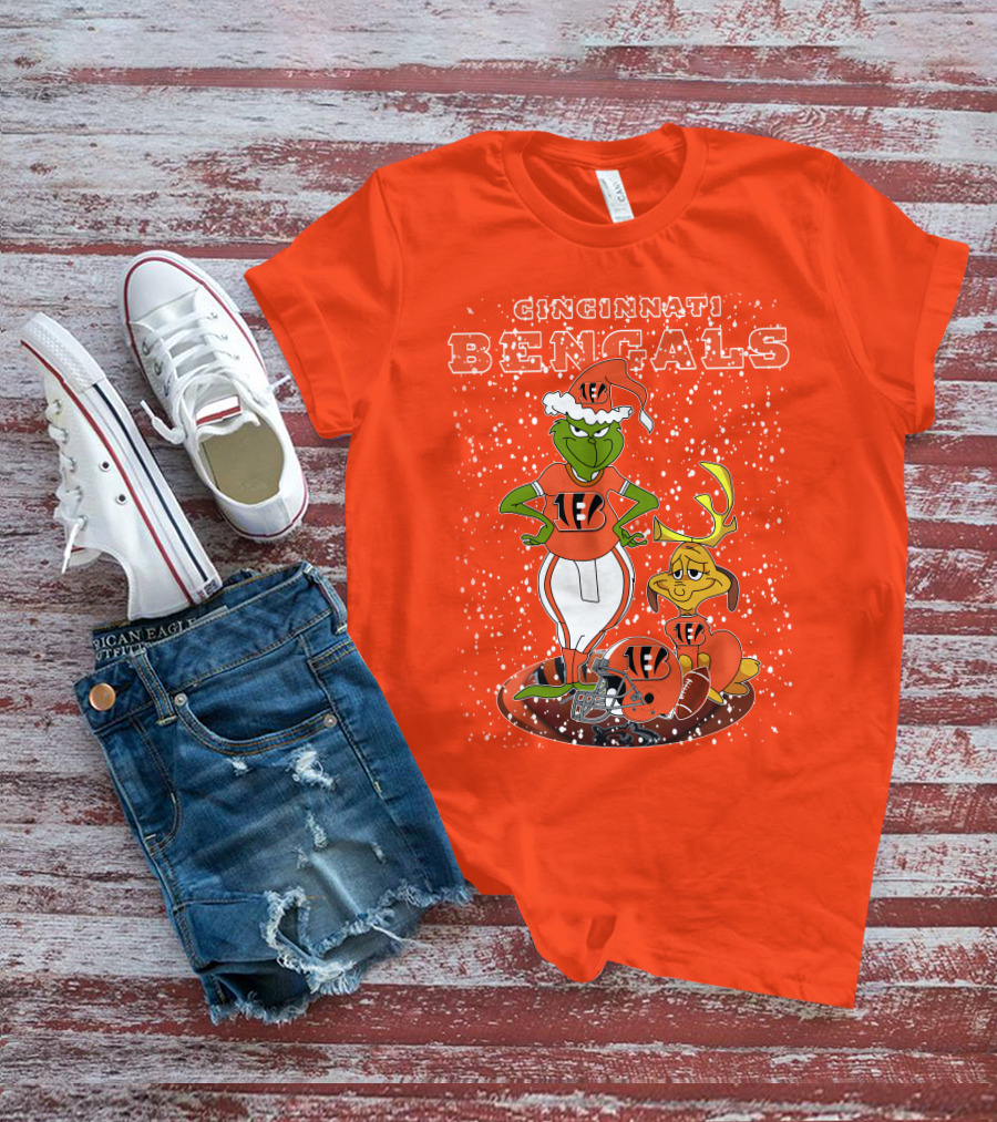 Cincinnati Bengals Grinch Holiday Football Mischief T-Shirt
