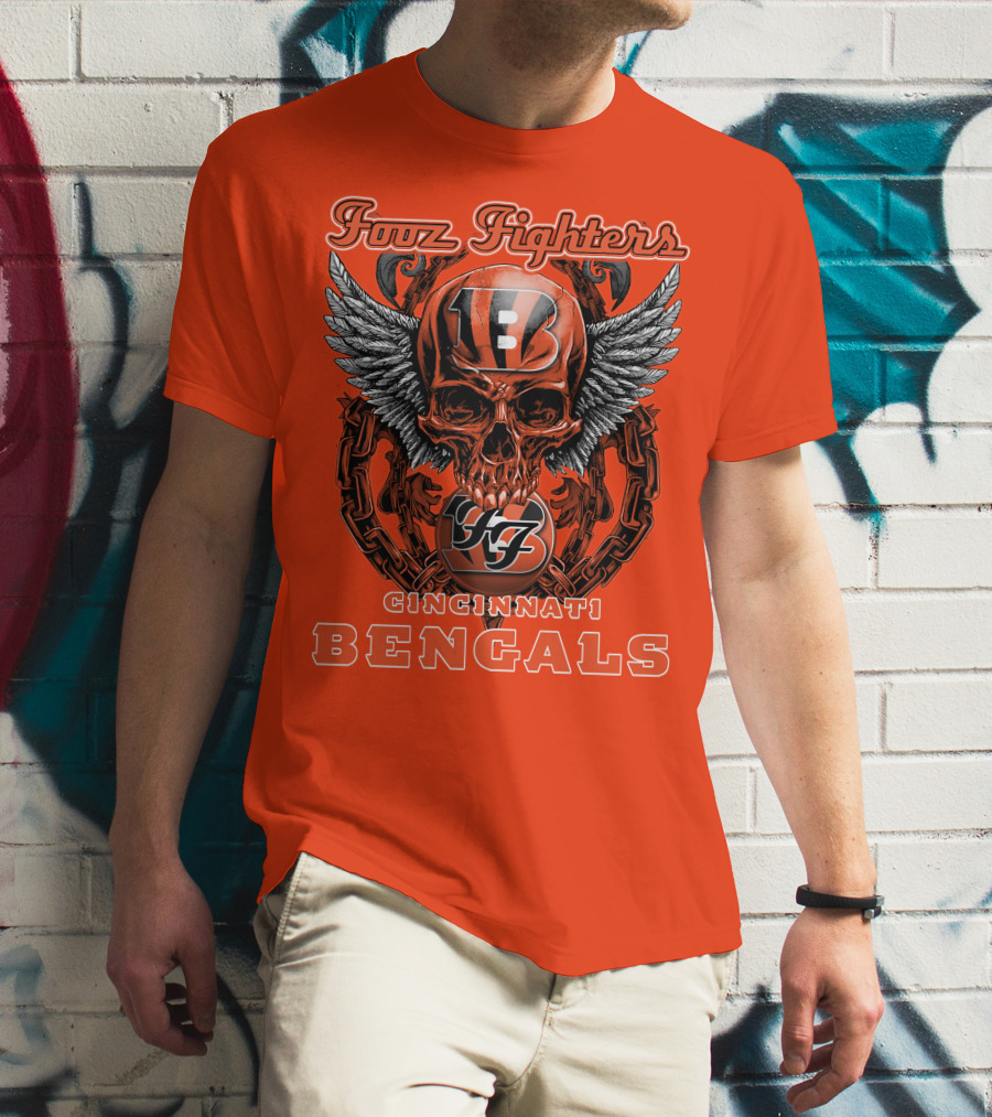 Foo Fighters Cincinnati Bengals Skull And Wings T-Shirt