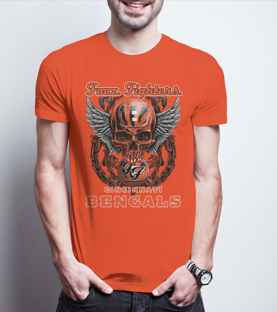 Foo Fighters Cincinnati Bengals Skull And Wings T-Shirt