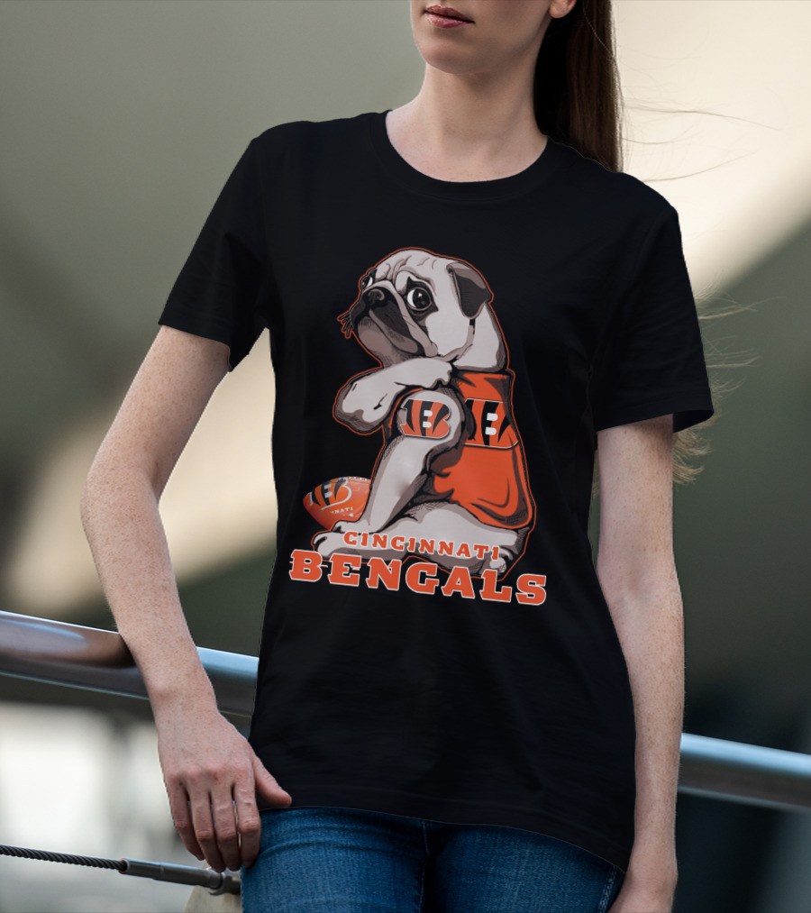 Cincinnati Bengals Pug Football T-Shirt