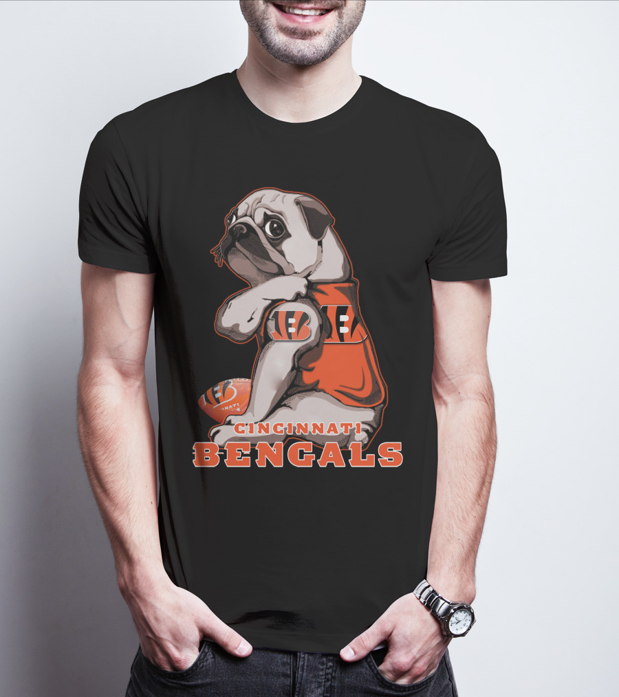 Cincinnati Bengals Pug Football T-Shirt