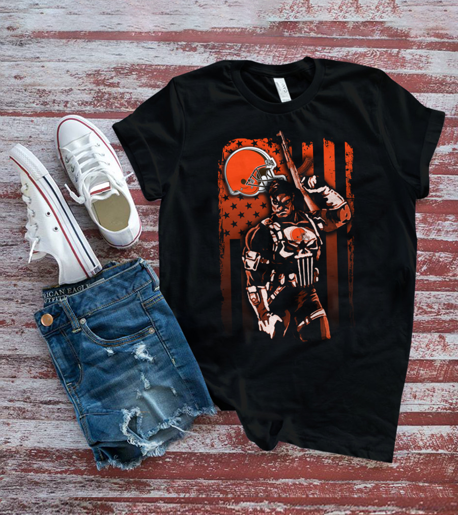 Cleveland Browns 10 Soldier With Helmet And American Flag Stars T-Shirt