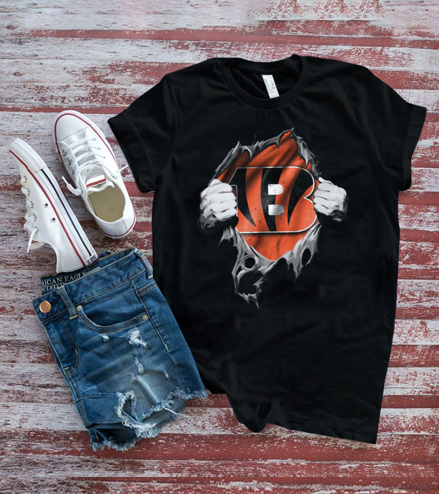 Torn V2 Cincinnati Bengals Orange B T-Shirt