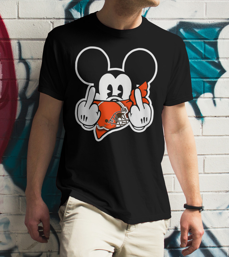 Cleveland Browns Mickey Ears Gesture T-Shirt