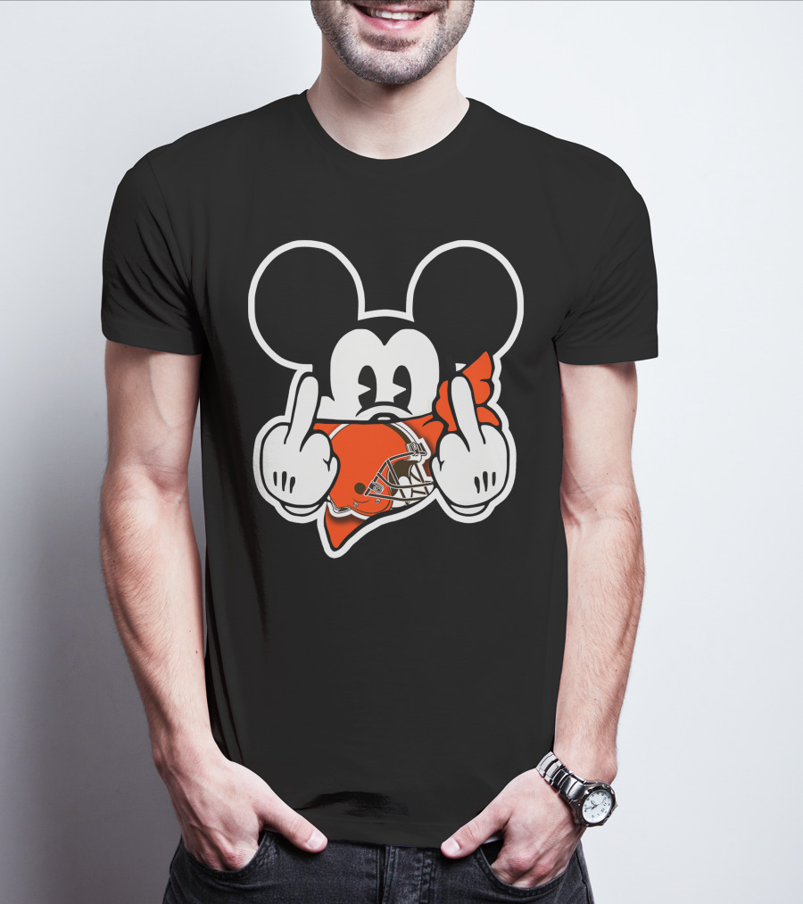 Cleveland Browns Mickey Ears Gesture T-Shirt