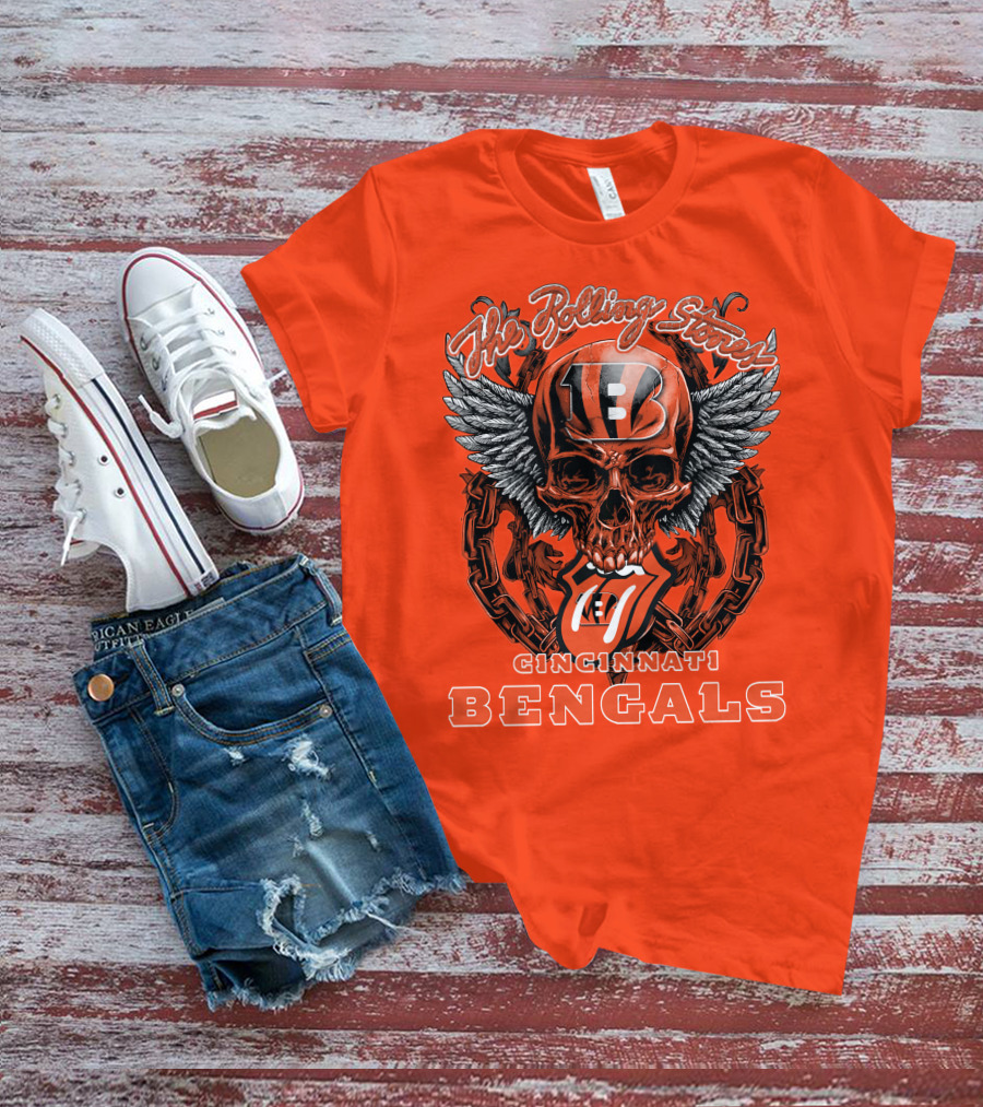 The Rolling Stones Cincinnati Bengals Nfl Collaboration With Skull And Wings T-Shirt