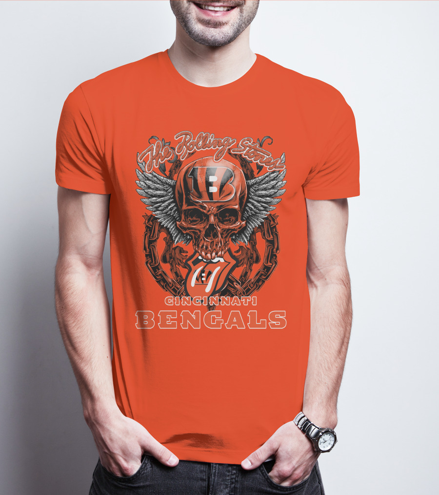 The Rolling Stones Cincinnati Bengals Nfl Collaboration With Skull And Wings T-Shirt