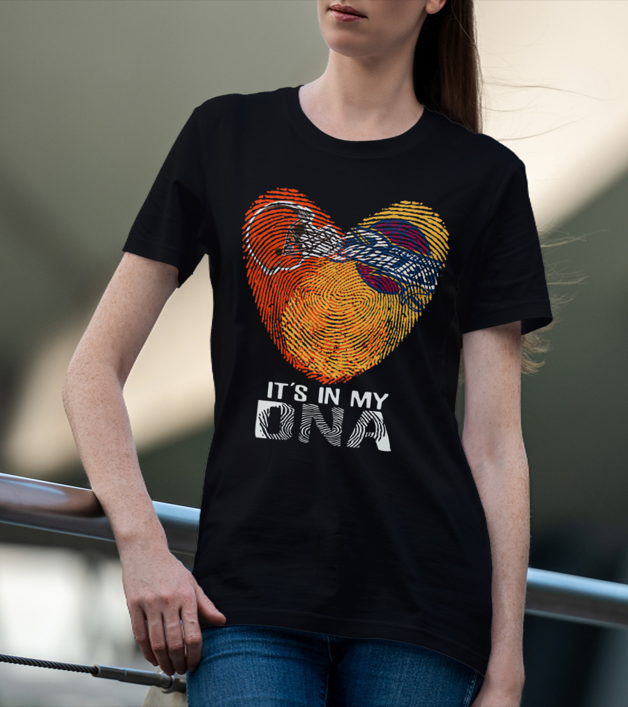Cleveland Browns It's In My Dna Fingerprint Heart Helmet T-Shirt
