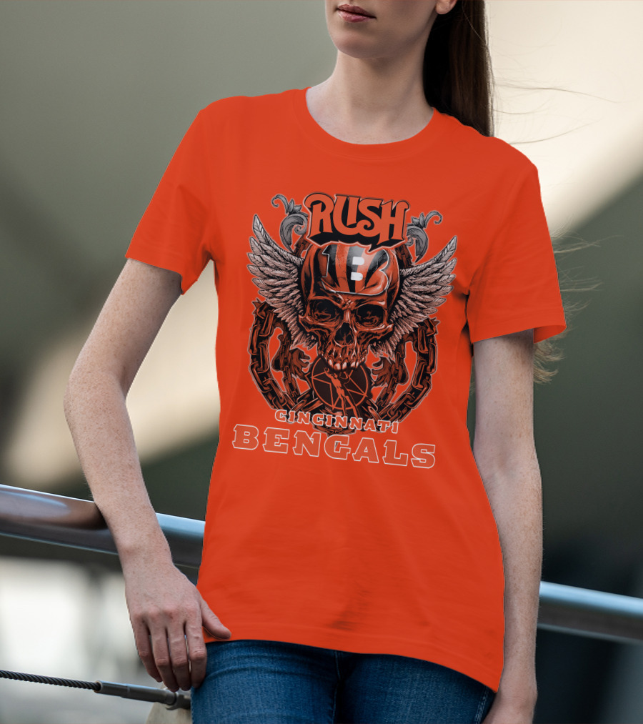 Rush Cincinnati Bengals Helmet Wings Skull T-Shirt