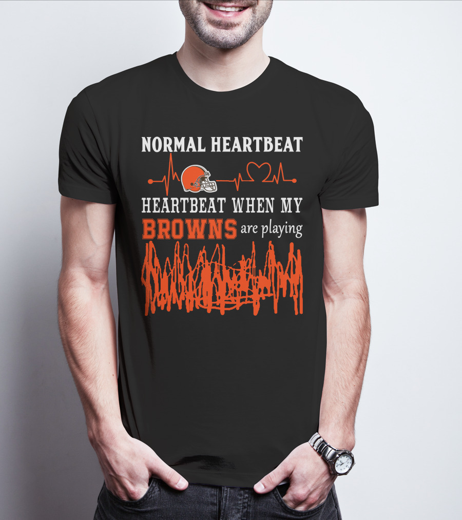 Normal Heartbeat Heartbeat When My Browns Are Playing Cleveland Browns Helmet T-Shirt
