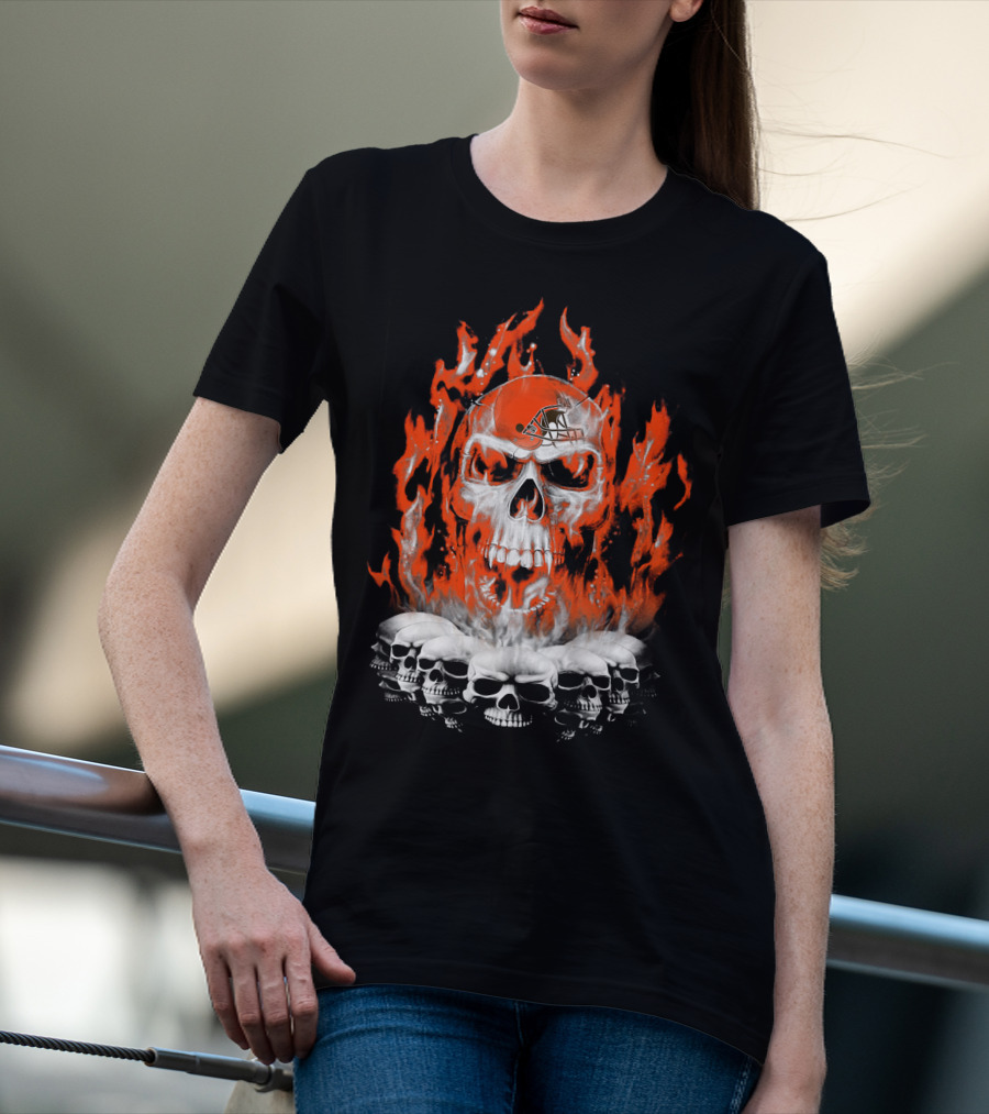 Cleveland Browns Skull Fire Helmet 38 T-Shirt