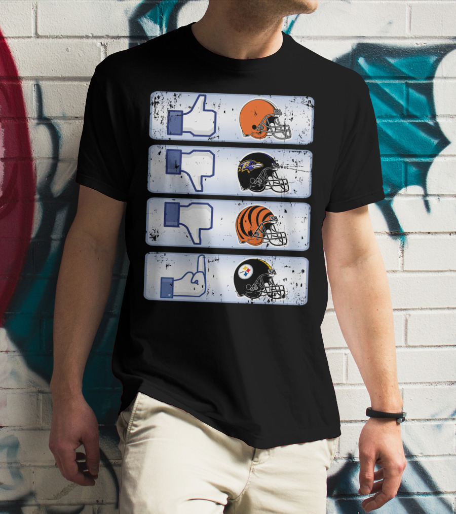 Cleveland Browns 69 Helmet Thumbs Up Like Steelers Bengals Ravens Logos T-Shirt