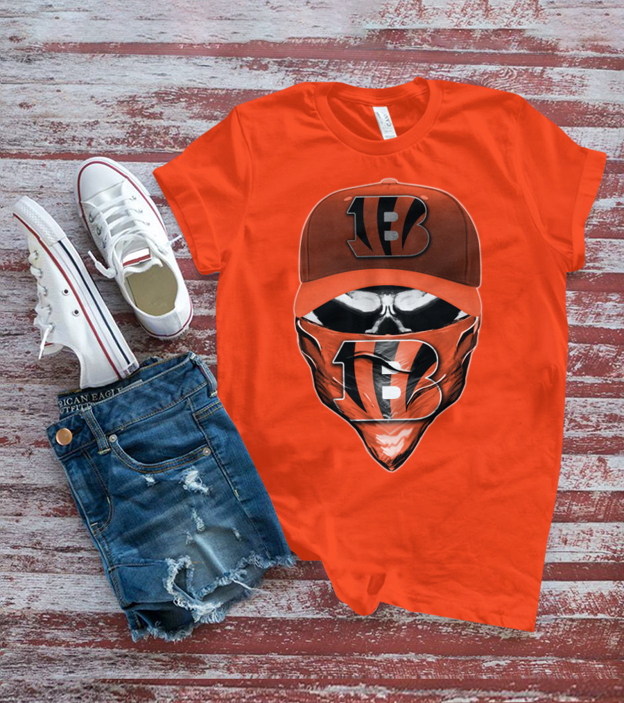 Cincinnati Bengals Skull Mask V6 T-Shirt