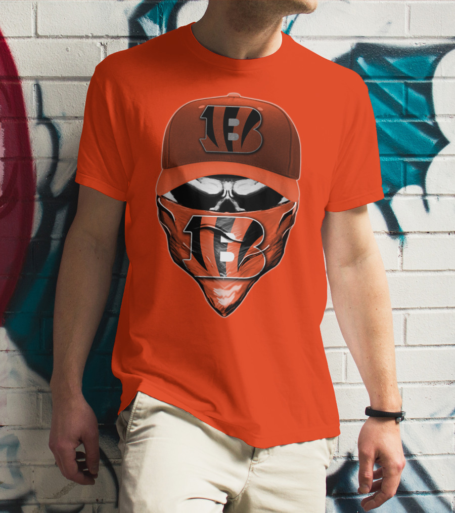 Cincinnati Bengals Skull Mask V6 T-Shirt