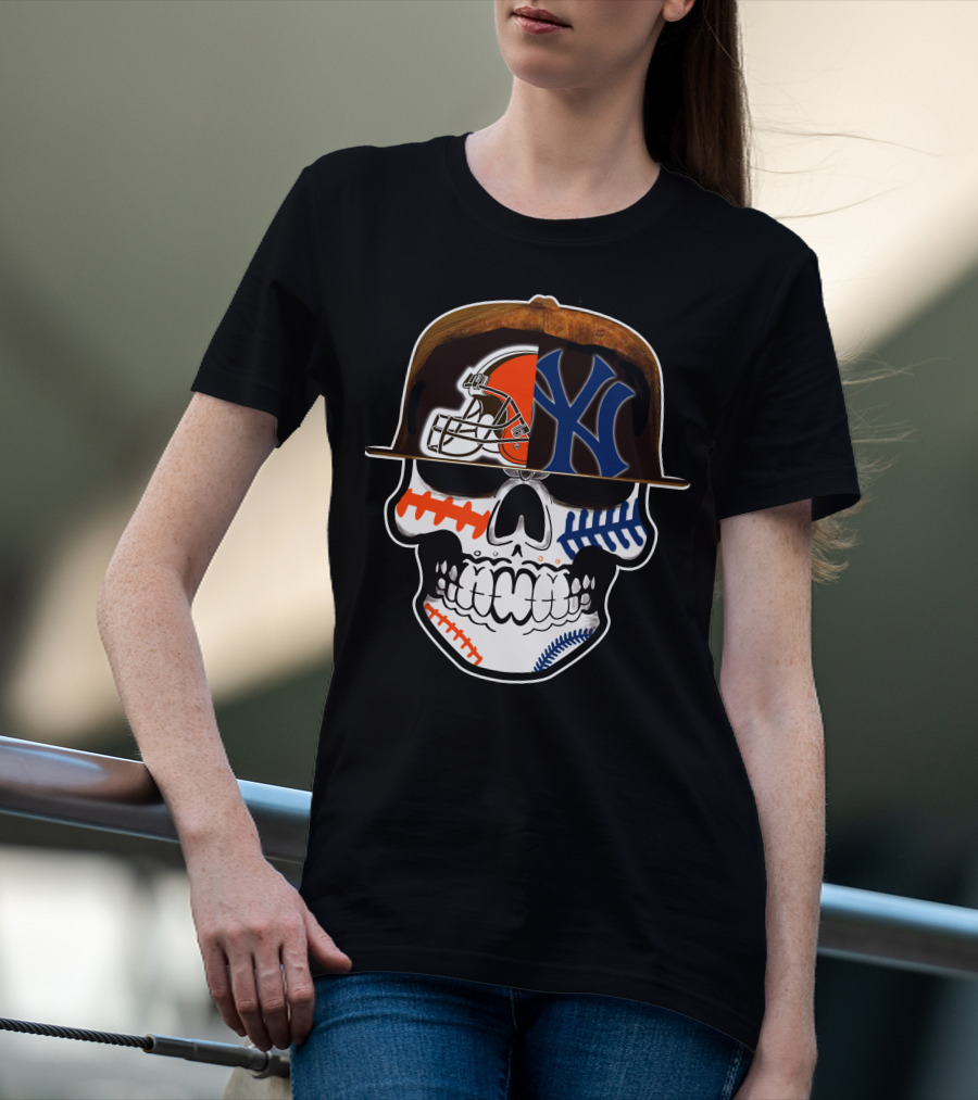 Cleveland Browns Yankees Skull Cap Fusion T-Shirt