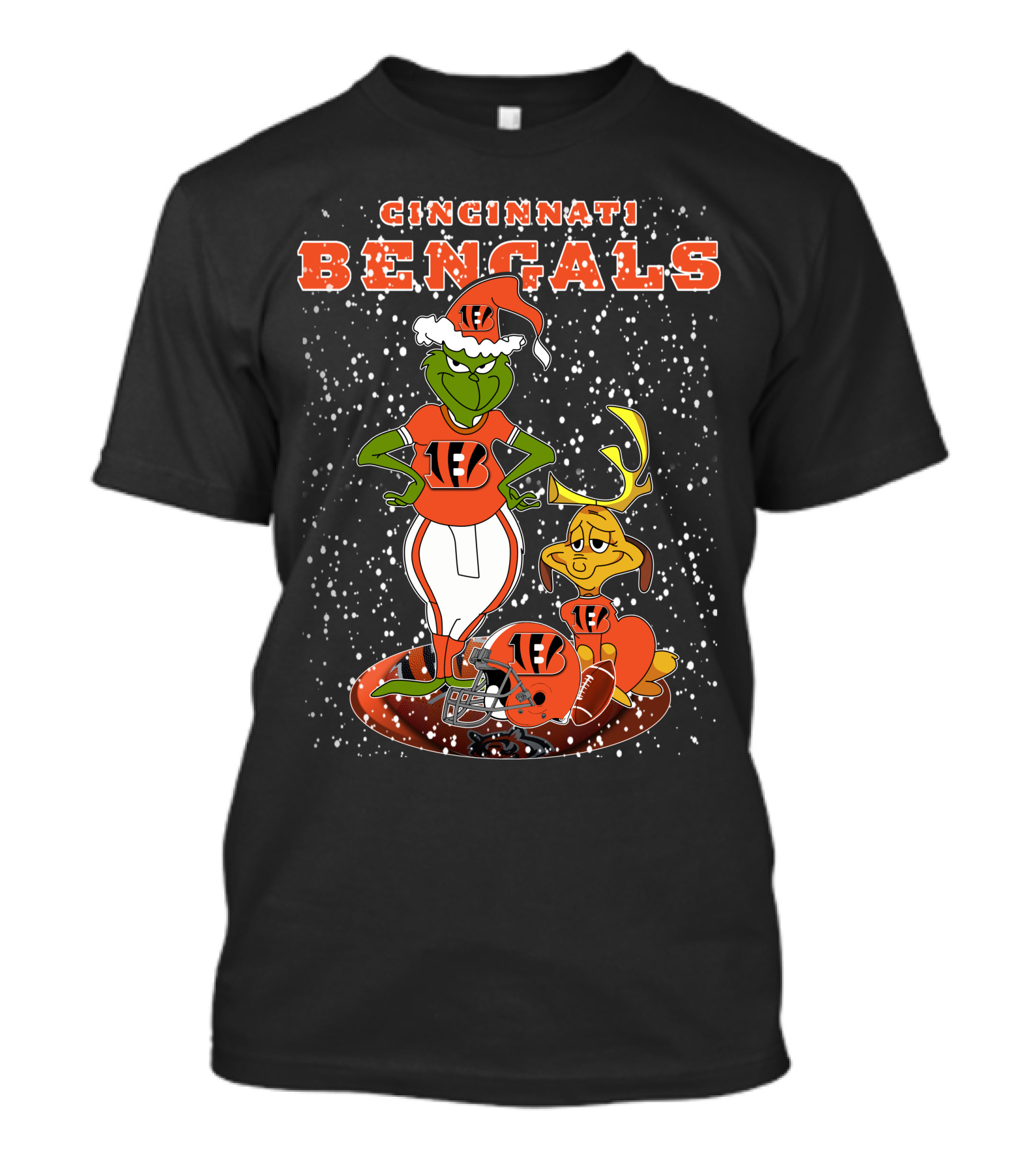 CINCINNATI BENGALS Grinchxmas Snowfall Football T-Shirt