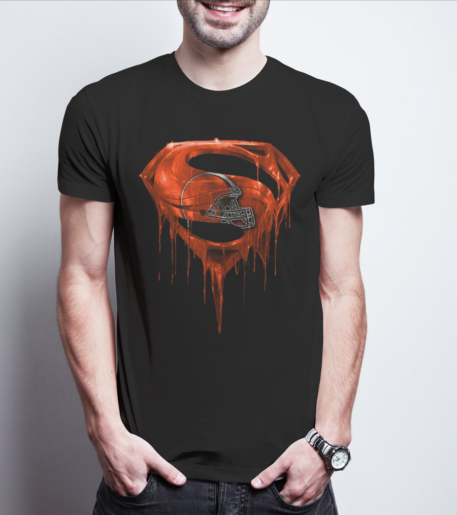 Spm CLEVELAND BROWNS Dripping Superhero Helmet T-Shirt