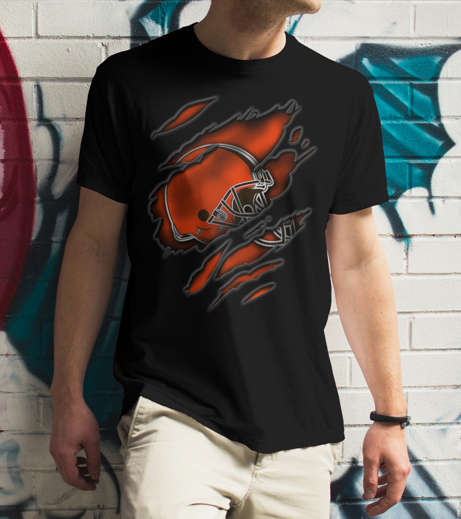 Torn Cleveland Browns Helmet T-Shirt